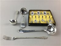 Lot 346 - A SET OF SILVER TEASPOONS AND SILVER LADLES