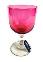Lot 1242 - A CRANBERRY AND CLEAR GLASS GOBLET