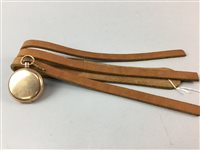 Lot 350 - A GOLD PLATED FULL HUNTER POCKET WATCH AND A LEATHER TAWSE