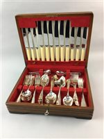Lot 351 - A MAHOGANY CANTEEN OF SILVER PLATED CUTLERY