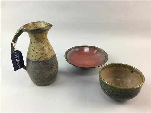 Lot 367 - A POTTERY JUG AND TWO BOWLS