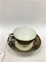 Lot 125 - A DERBY CUP AND SAUCER, A GERMAN JAR AND COVER AND A CERAMIC POT