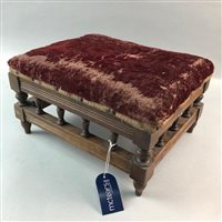 Lot 70 - AN UPHOLSTERED PIANO STOOL AND A SMALLER STOOL