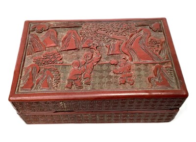 Lot 361 - A CHINESE CINNABAR BOX