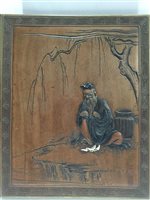 Lot 1150 - A JAPANESE CARVED WOOD PANEL