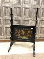 Lot 1170 - A JAPANESE EBONISED AND PAINTED SWORD DISPLAY STAND