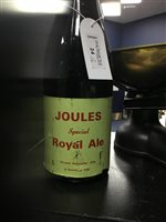Lot 24 - A VINTAGE BOTTLE OF JOULES SPECIAL ROYAL ALE AND A SET OF SALTER BRASS AND METAL SCALES