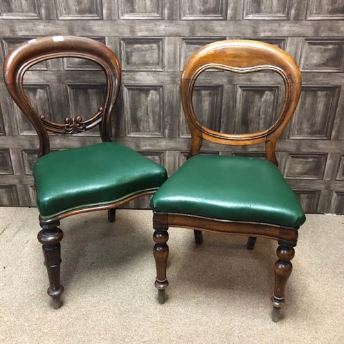Lot 215 - A REGENCY CARVER CHAIR, THREE BALLOON BACK CHAIRS AND FIVE OTHER CHAIRS