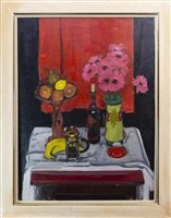 Lot 668 - FRUIT AND FLOWERS, AN OIL BY NORMAN KIRKHAM