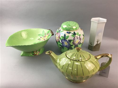 Lot 141 - A ROYAL WINTON BOWL AND BUTTER DISH AND OTHER CERAMICS