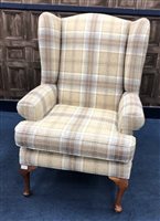 Lot 229 - A PAIR OF WING BACK CHAIRS