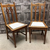 Lot 1679 - A PAIR OF ARTS & CRAFTS OAK SINGLE CHAIRS