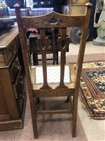 Lot 1679 - A PAIR OF ARTS & CRAFTS OAK SINGLE CHAIRS
