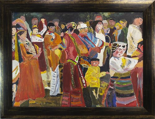 Lot 711 - WEST END FESTIVAL, AN OIL BY FINLAY MACKINTOSH