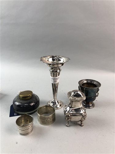 Lot 77 - A SILVER PLATED SOLIFLEUR VASE AND MIXED FLATWARE