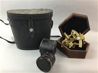Lot 19 - A NAVAL SEXTANT, A TELESCOPE, BINOCULARS AND CAMERA LENS