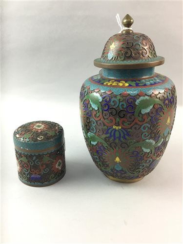 Lot 12 - A CLOISONNÉ ENAMEL GINGER JAR AND ANOTHER