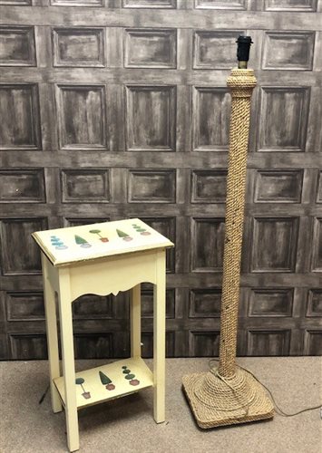 Lot 160 - A WICKER STANDARD LAMP AND AN OCCASIONAL TABLE
