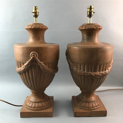 Lot 161 - A LOT OF TWO PAIRS OF TABLE LAMPS