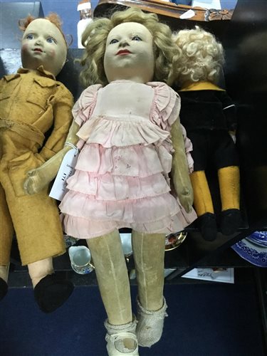 Lot 171 - A CHAD VALLEY FELT DOLL OF PRINCESS ELIZABETH (H.M.THE QUEEN) AND TWO OTHER DOLLS