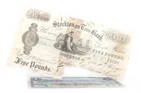 Lot 642 - A STOCKTON ON TEES BANKNOTE AND AN ISLE OF MAN BANKNOTE