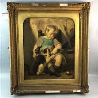 Lot 247 - AN OVERPAINTED PRINT ON CANVAS