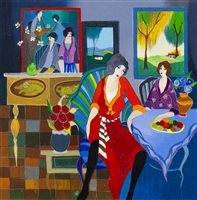 Lot 443 - PARLOR TIME, A SERIGRAPH BY ISAAC TARKAY