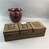 Lot 286 - A BLAKENEY PLANTER AND A WOODEN JEWELLERY BOX