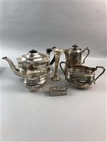 Lot 296 - A SILVER PLATED THREE PIECE TEA SERVICE, AND OTHER PLATED WARES