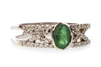Lot 155 - A GREEN GEM AND DIAMOND RING