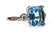 Lot 157 - BLUE GEM AND DIAMOND RING