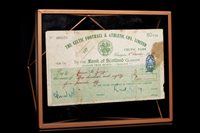 Lot 1905 - CELTIC FOOTBALL & ATHLETIC COY. LIMITED CHEQUE MADE PAYABLE TO MANAGER JAMES MCGRORY