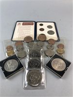 Lot 328 - A GEORGE II SHILLING AND OTHER COINS