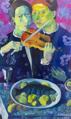 Lot 705 - MUSIC AND FOOD, AN OIL BY ANDREI BLUDOV