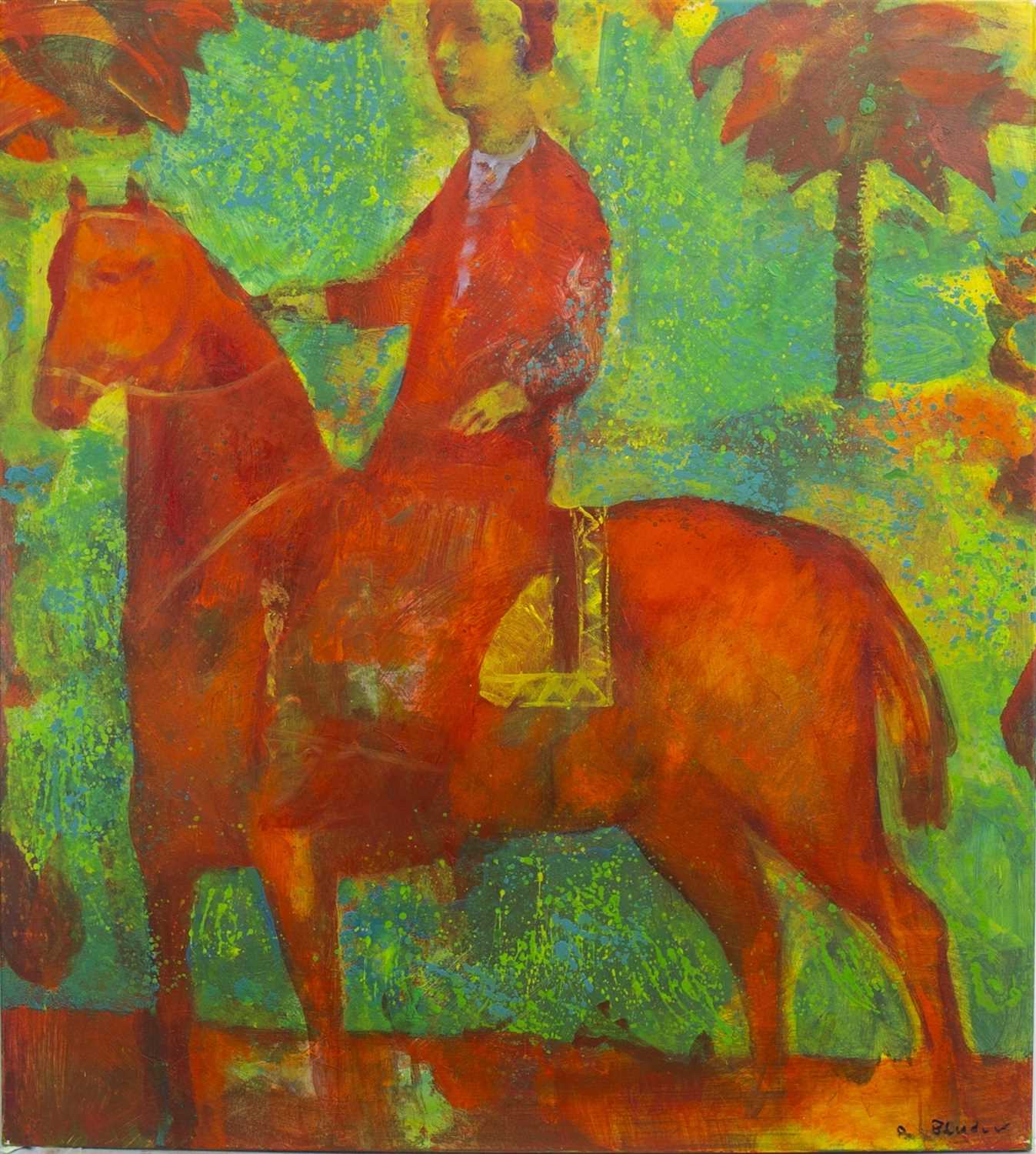 Lot 618 - RED RIDER, AN OIL BY ANDREI BLUDOV
