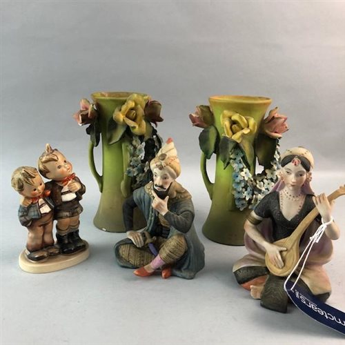 Lot 257 - A GOEBEL FIGURE, PAIR OF VASES AND OTHER CERAMICS