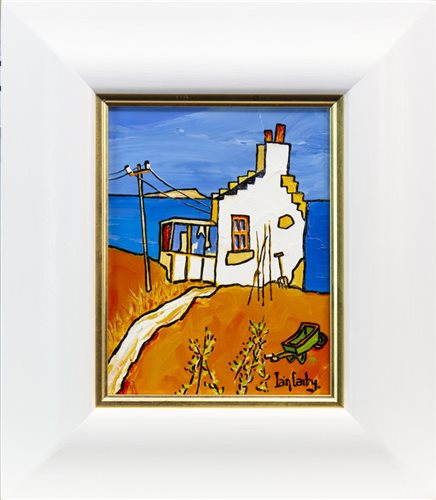Lot 636 - THE OLD CROFT BY ARDNAMURCHAN, AN OIL BY IAIN CARBY