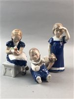 Lot 379 - A LOT OF THREE ROYAL COPENHAGEN FIGURES INCLUDING GIRL WITH TEDDY BEAR