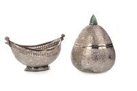 Lot 1186 - AN INDIAN SILVER LIDDED BOX AND DISH