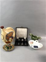 Lot 421 - A CANTEEN OF CUTLERY, GILT DECORATED CUP AND SAUCER AND CERAMICS