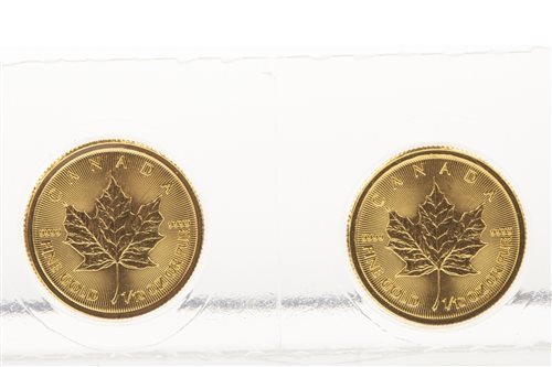 Lot 670 - TWO ELIZABETH II CANADA GOLD 5 DOLLARS 1/10 OZ COINS, 2015