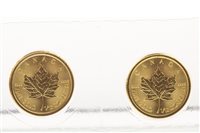 Lot 670 - TWO ELIZABETH II CANADA GOLD 5 DOLLARS 1/10 OZ COINS, 2015