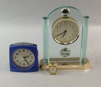 Lot 148 - A SEIKO MANTEL CLOCK OF ART DECO DESIGN AND TWO OTHER TIMEPIECES