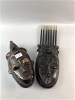 Lot 442 - TWO 20TH CENTURY AFRICAN WOOD CARVED WALL MASKS