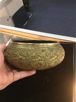 Lot 427 - A CHINESE BRASS RINGING BOWL