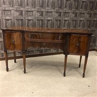 Lot 141 - A MAHOGANY REPRODUCTION DINING SUITE OF GEORGE III DESIGN