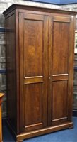 Lot 468 - A STAINED WOOD TWO DOOR WARDROBE