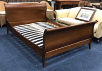 Lot 475 - A STAINED WOOD SLEIGH BED