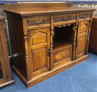 Lot 465 - LATE VICTORIAN STAINED OAK SIDEBOARD