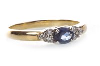 Lot 7 - A BLUE GEM AND DIAMOND RING